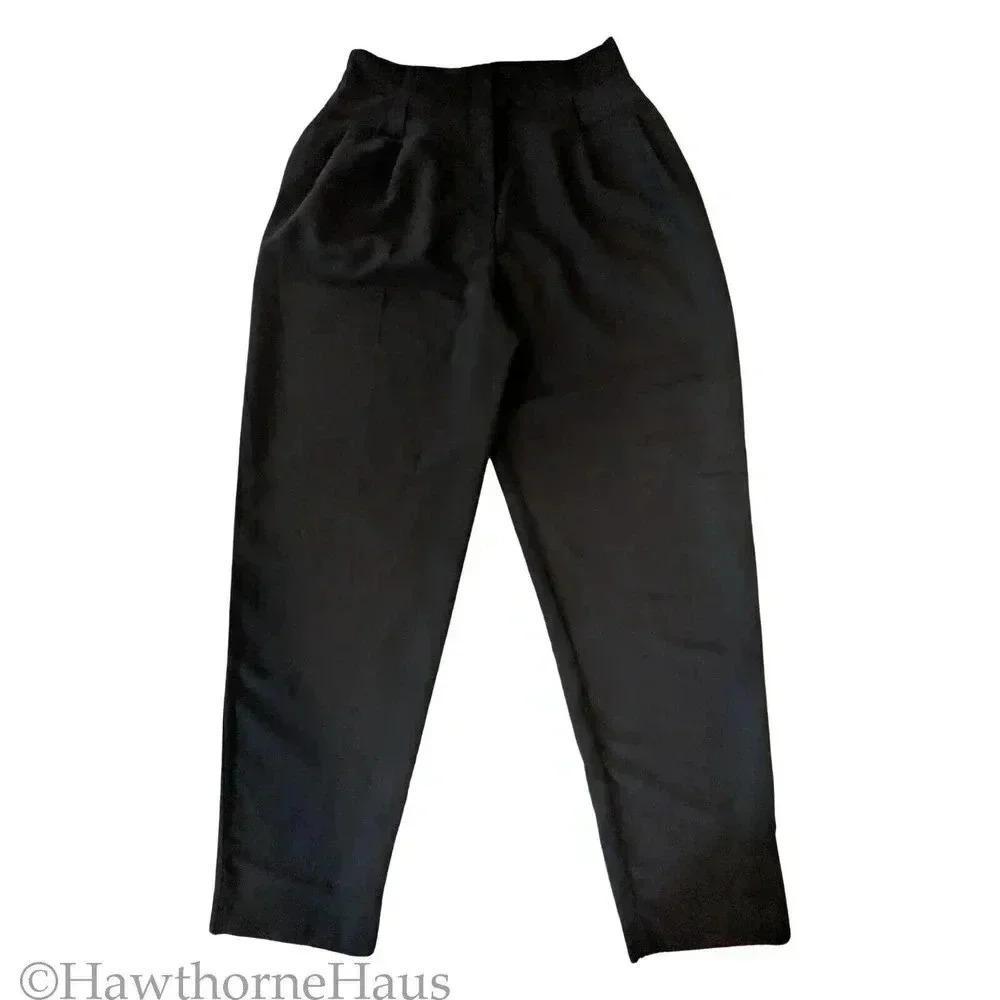 ASOS Design Black High Waist Dress Pants Size 6 Tapered Leg Stretch Pockets - Picture 3 of 9